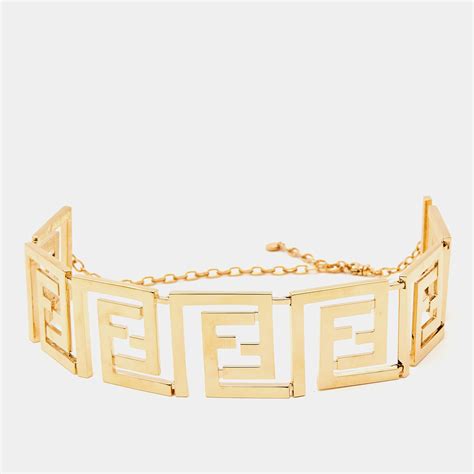 fendi bangle gold|Fendi necklace choker.